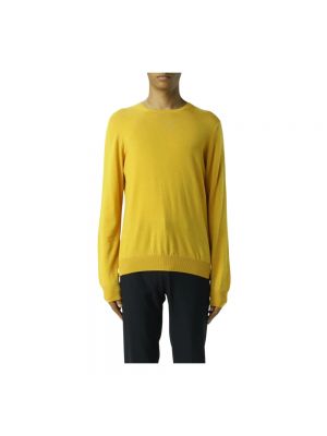 Dzianinowy sweter z okrągłym dekoltem Fay żółty