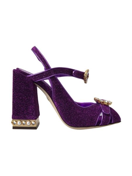 Sandały z kryształkami Dolce And Gabbana fioletowe