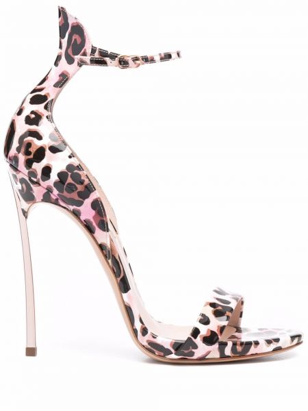 Leopard trykt sandaler med reim Casadei rosa