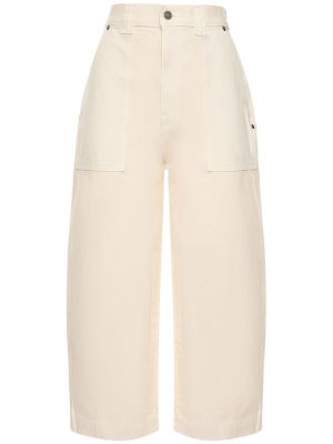 Bavlněné džíny s vysokým pasem Khaite bílé