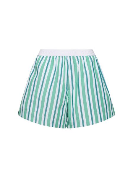 Pantalones cortos de algodón Ganni verde