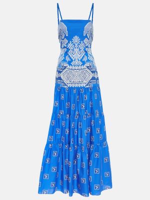 Bavlněné dlouhé šaty Johanna Ortiz - modrá