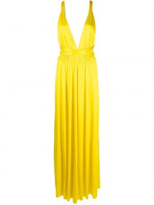 Βραδινό φόρεμα με λαιμόκοψη v P.a.r.o.s.h. κίτρινο