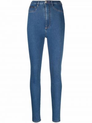 Jeans skinny taille haute slim Philipp Plein bleu