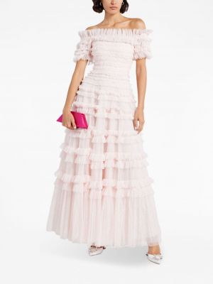 Sukienka koktajlowa tiulowa Needle & Thread różowa