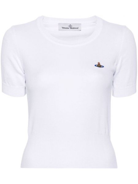 Pletené tričko s výšivkou Vivienne Westwood bílé