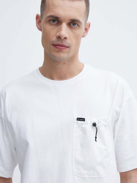 Памучна тениска с дълъг ръкав Columbia бяло