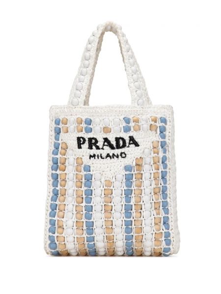 Nákupná taška s korálky Prada Pre-owned biela