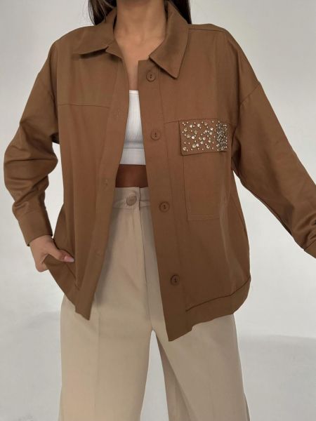 Medvilninė marškiniai su kišenėmis Laluvia ruda