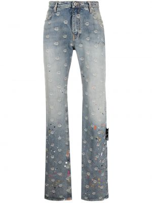 Jacquard straight jeans Off-white