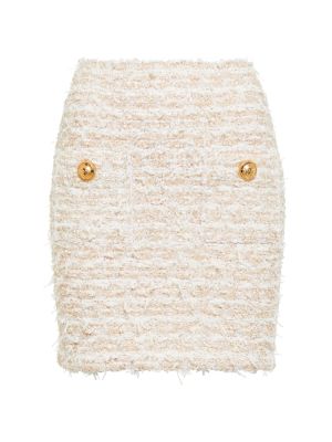 Mini falda de tweed Balmain beige