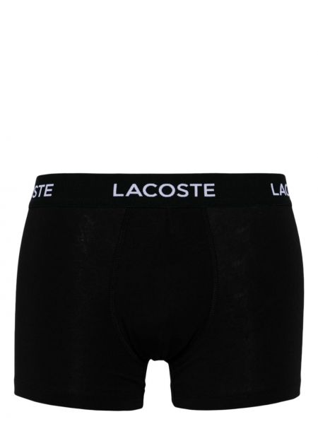 Bavlněné boxerky s potiskem Lacoste černé