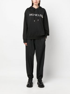 Medvilninis siuvinėtas džemperis su gobtuvu Moncler juoda