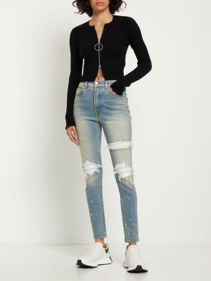 Skinny džíny s vysokým pasem s dírami Amiri modré