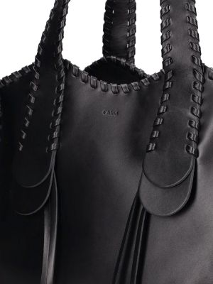 Кожени шопинг чанта Chloé черно