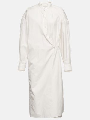 Drapované bavlnené midi šaty Lemaire biela