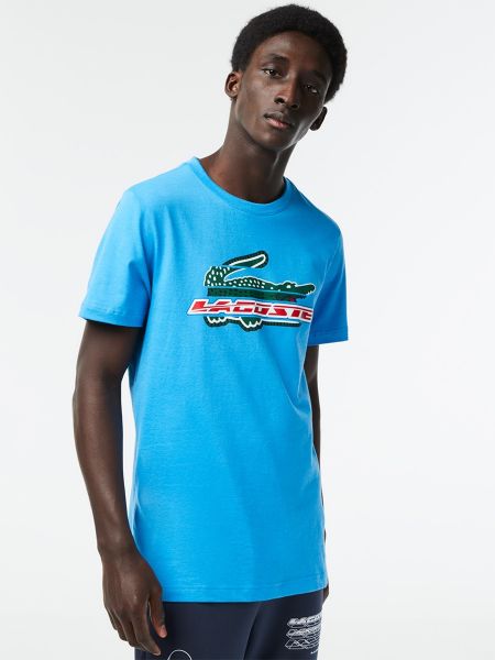 Camiseta de algodón deportiva Lacoste azul