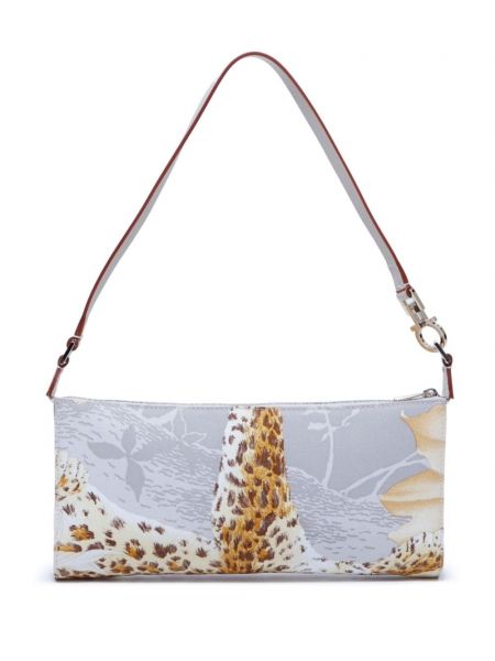 Leopardí kabelka s potiskem Ferragamo Pre-owned stříbrná