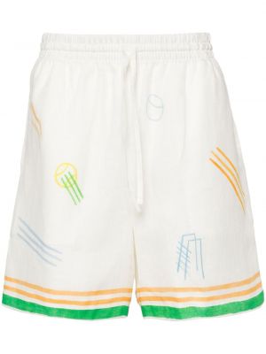Shorts de sport à imprimé Casablanca blanc