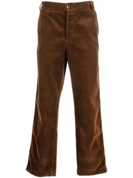 Ravne hlače iz rebrastega žameta Gucci rjava