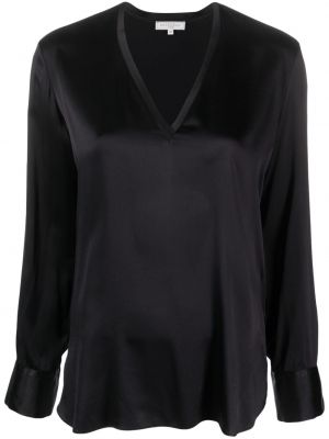 Сатенена блуза с v-образно деколте Antonelli черно
