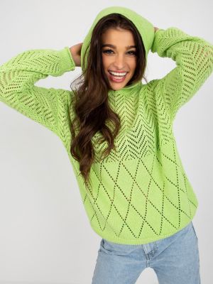 Ažūra džemperis ar garām piedurknēm Fashionhunters zaļš