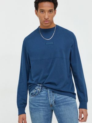 Tricou cu mânecă lungă din bumbac Abercrombie & Fitch albastru