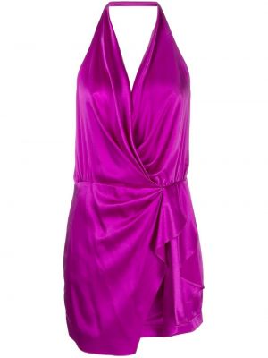 Jedwabna sukienka koktajlowa Michelle Mason fioletowa