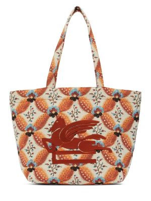 Bavlnená nákupná taška s výšivkou Etro oranžová