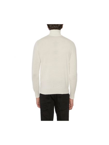 Jersey cuello alto de lana con cuello alto de tela jersey Paolo Pecora blanco