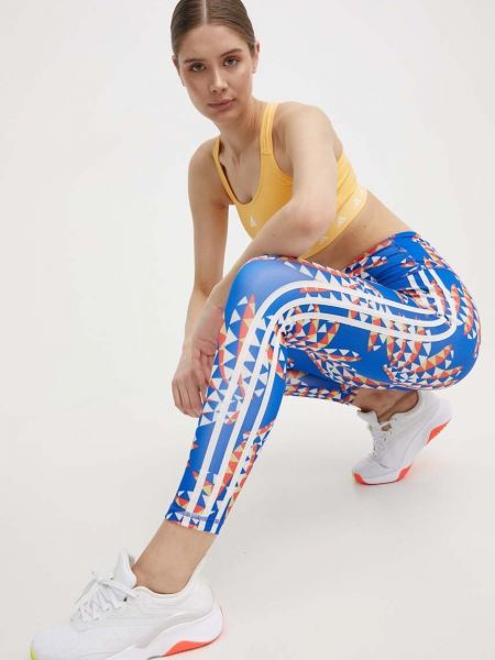 Tajice s printom Adidas Performance plava