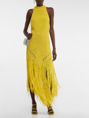 Midi šaty s třásněmi Alexandre Vauthier žluté