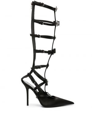 Pantofi cu toc din satin Versace negru