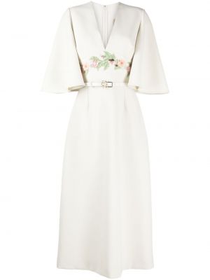 Φλοράλ μίντι φόρεμα Elie Saab λευκό