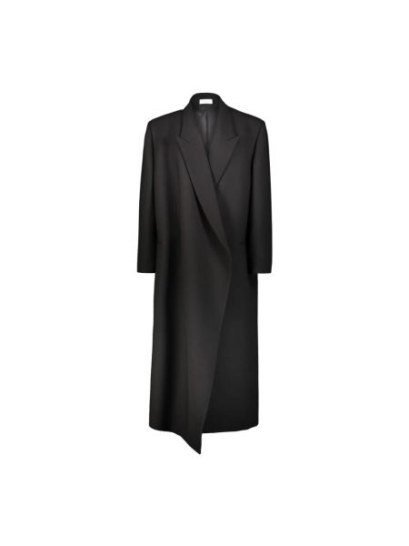 Czarny płaszcz wełniany oversize The Row