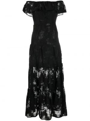Вечерна рокля на цветя с дантела Liu Jo черно
