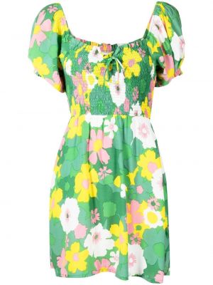 Květinové mini šaty s potiskem Faithfull The Brand zelené