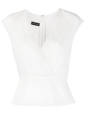 Peplum v-hals topp Emporio Armani hvit