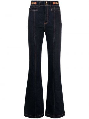Jeans bootcut taille haute large Just Cavalli bleu