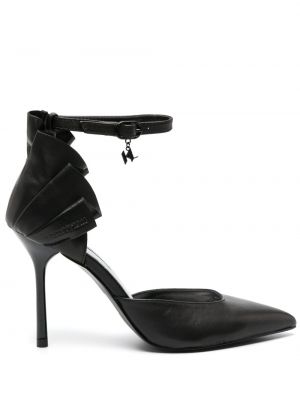 Pantofi cu toc din piele Karl Lagerfeld negru