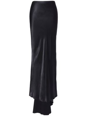 Černé drapované saténové dlouhá sukně Ann Demeulemeester