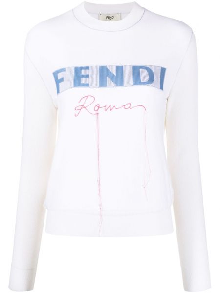 Пуловер с принт Fendi бяло