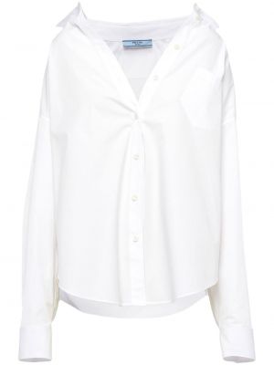 Памучна риза бродирана Prada бяло