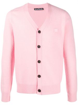 Cárdigan de punto con escote v Acne Studios rosa