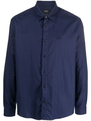 Bavlnená košeľa A.p.c. modrá