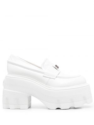 Pantofi loafer din piele cu platformă Casadei alb