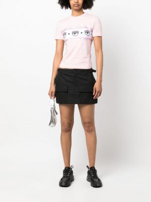 Kokvilnas t-krekls ar apdruku Chiara Ferragni rozā
