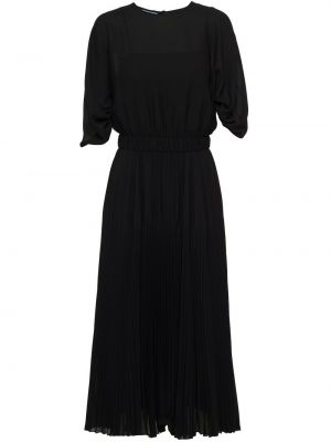 Plisované midi šaty Prada čierna
