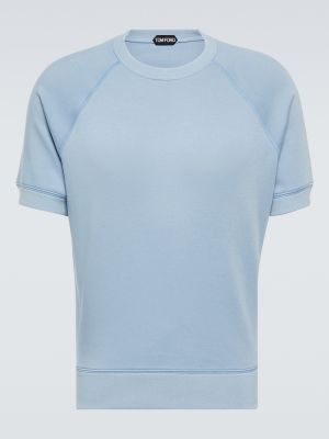 Bavlnené tričko Tom Ford modrá