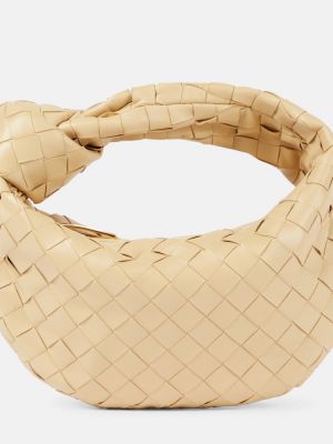 Läder miniväska Bottega Veneta beige